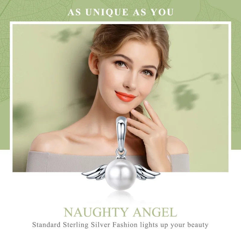 (imagem para) Charm Pendente Asas de Anjo pérola estilo Pandora - SCC381 - Visualizar 5