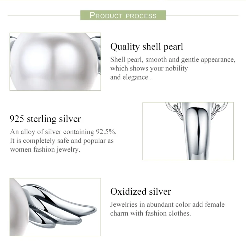 (imagem para) Charm Pendente Asas de Anjo pérola estilo Pandora - SCC381 - Visualizar 6