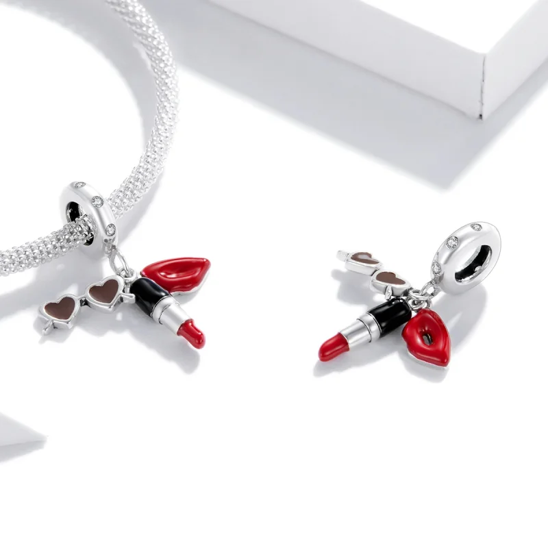 (imagem para) Charm Pendente Batom e óculos de sol estilo Pandora - BSC346 - Visualizar 3