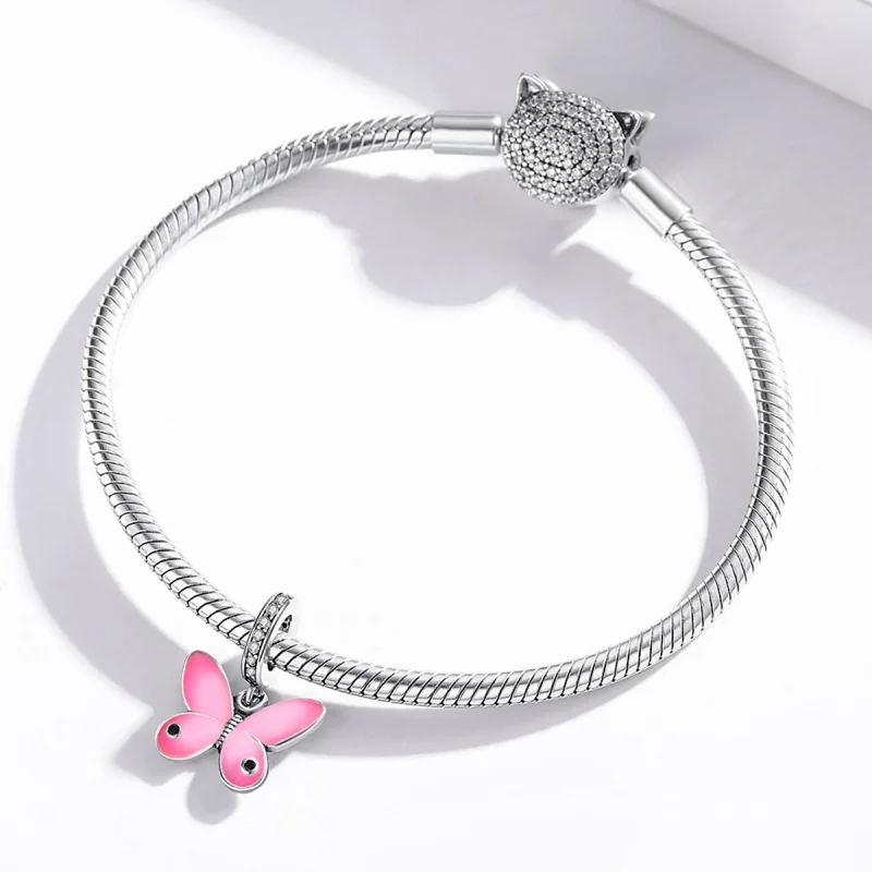 (imagem para) Charm Pendente Borboleta rosa estilo Pandora - SCC1728 - Visualizar 3