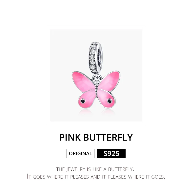 (imagem para) Charm Pendente Borboleta rosa estilo Pandora - SCC1728 - Visualizar 6
