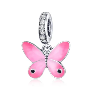 (imagem para) Charm Pendente Borboleta rosa estilo Pandora - SCC1728