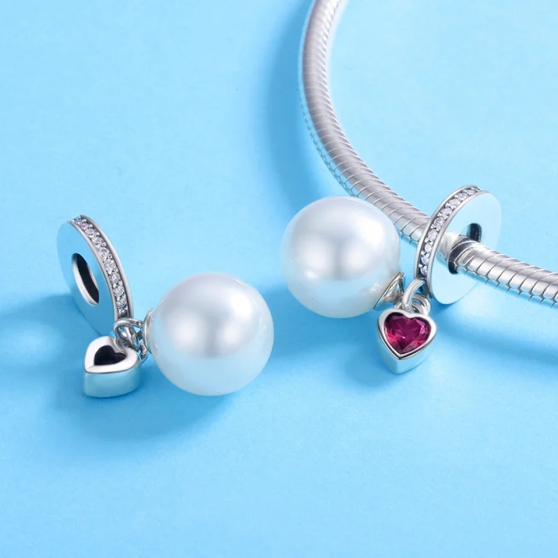 (imagem para) Charm Pendente Contas E Corações Brancos estilo Pandora - SCC782 - Visualizar 4