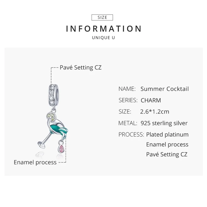 (imagem para) Charm Pendente Coquetel de verão estilo Pandora - BSC262 - Visualizar 8