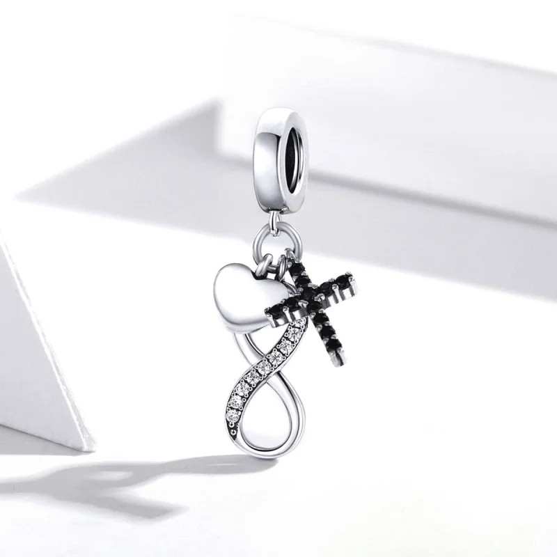 (imagem para) Charm Pendente Cruz e Coração Infinito estilo Pandora - SCC1713 - Visualizar 2