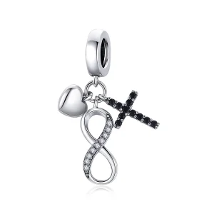 (imagem para) Charm Pendente Cruz e Coração Infinito estilo Pandora - SCC1713