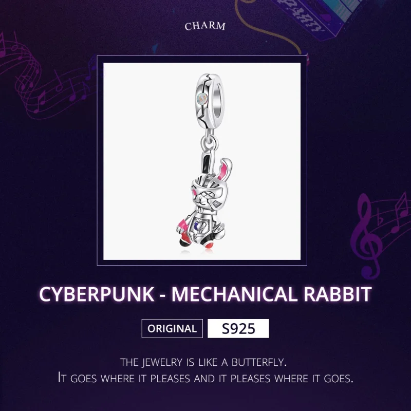 (imagem para) Charm Pendente Cyberpunk - Coelho Mecânico estilo Pandora - SCC1841 - Visualizar 5