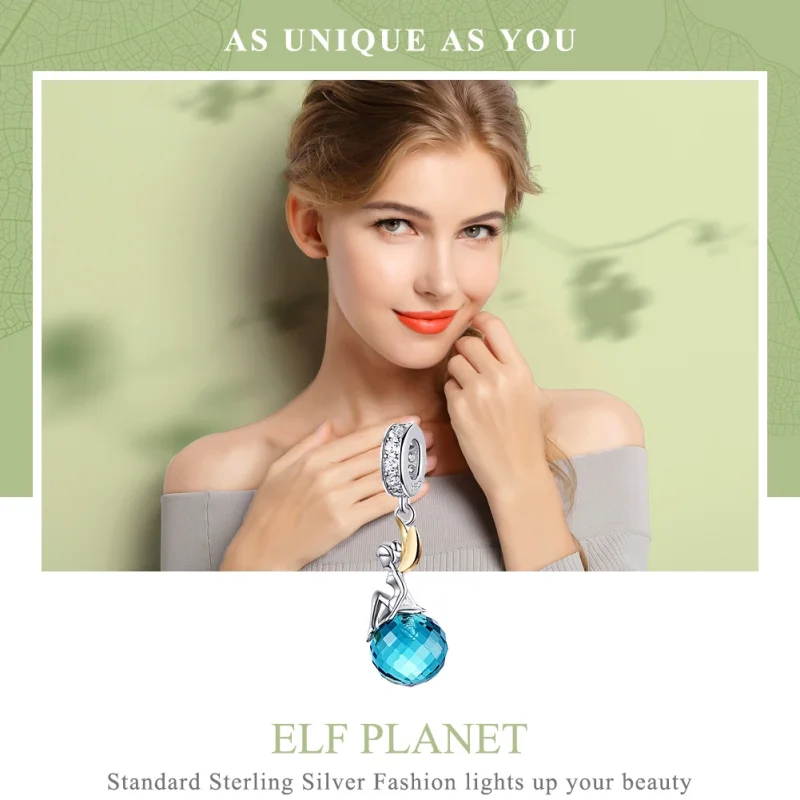 (imagem para) Charm Pendente Dois tons Elf Planet estilo Pandora - BSC056 - Visualizar 6