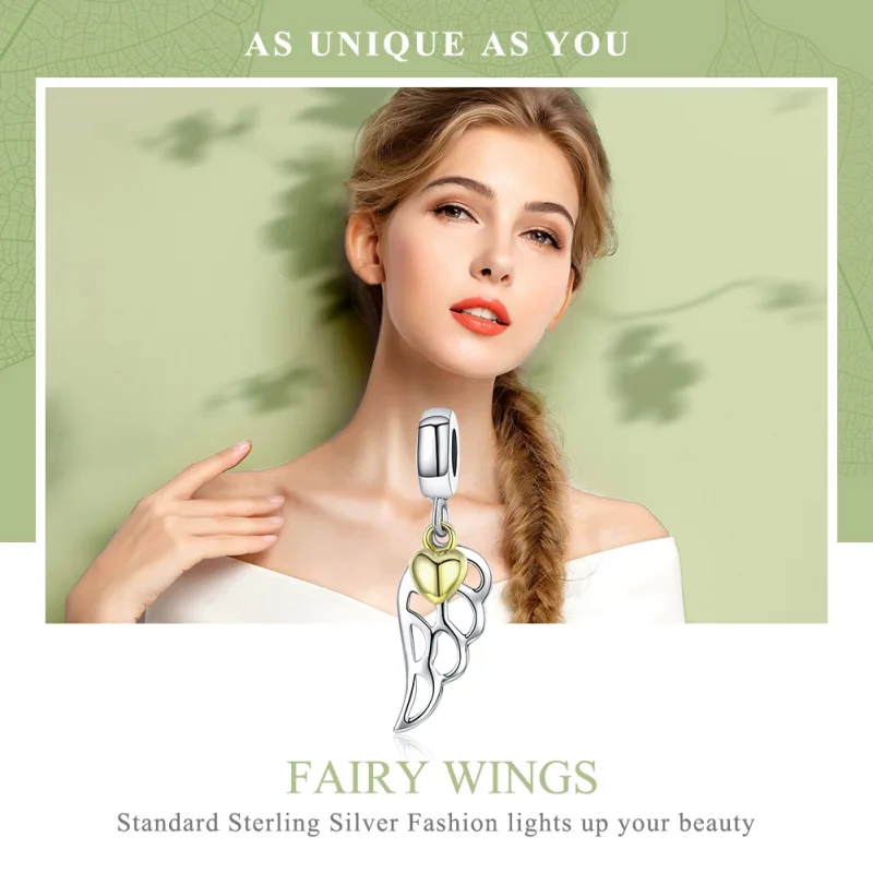 (imagem para) Charm Pendente Dois tons Elf Wings estilo Pandora - SCC838 - Visualizar 6