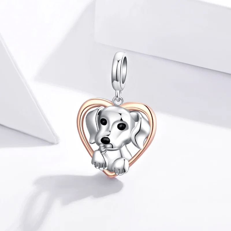 (imagem para) Charm Pendente Dois tons Filhote de labrador estilo Pandora - SCC1611 - Visualizar 2