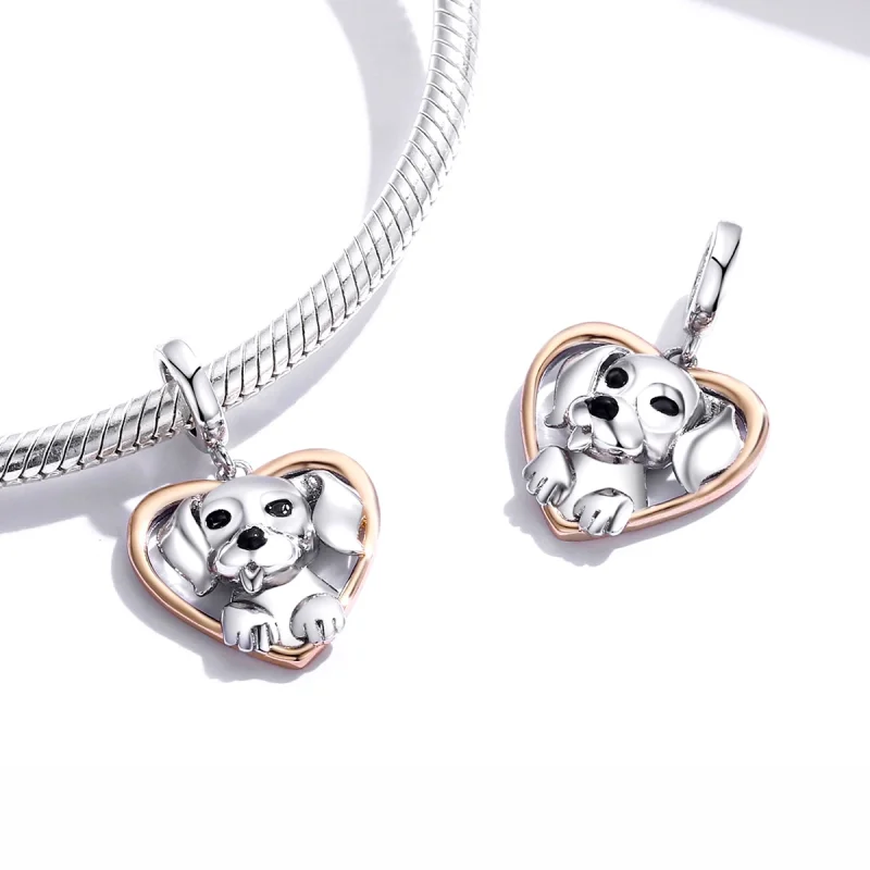 (imagem para) Charm Pendente Dois tons Filhote de labrador estilo Pandora - SCC1611 - Visualizar 4