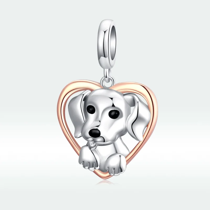 (imagem para) Charm Pendente Dois tons Filhote de labrador estilo Pandora - SCC1611 - Visualizar 5