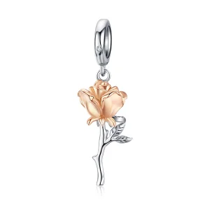 (imagem para) Charm Pendente Dois tons Lover Rose Flowers estilo Pandora - BSC145