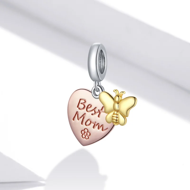(imagem para) Charm Pendente Dois tons Melhor mãe estilo Pandora - SCC1792 - Visualizar 2