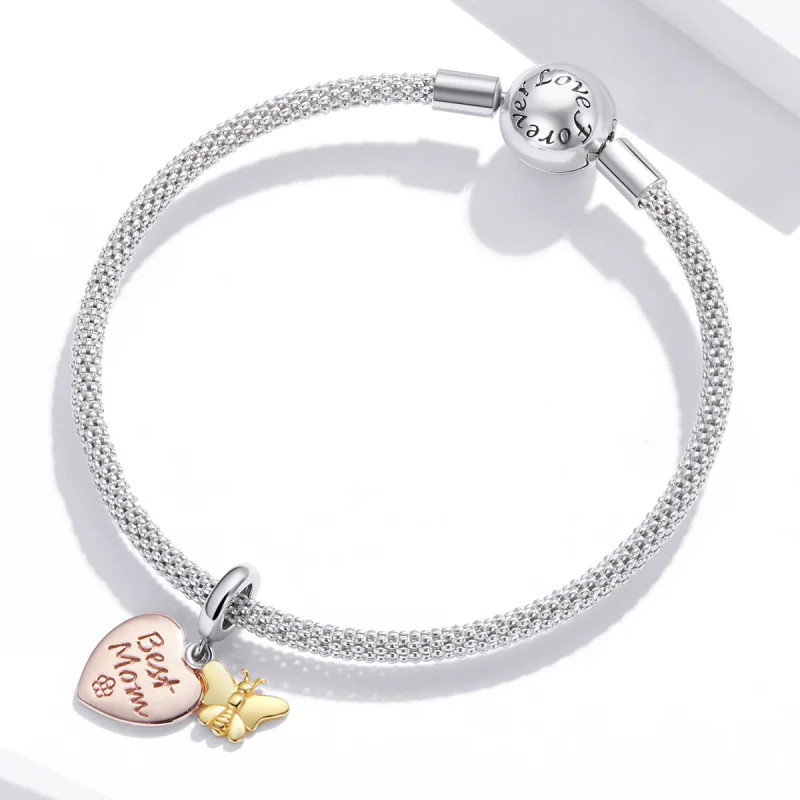 (imagem para) Charm Pendente Dois tons Melhor mãe estilo Pandora - SCC1792 - Visualizar 3