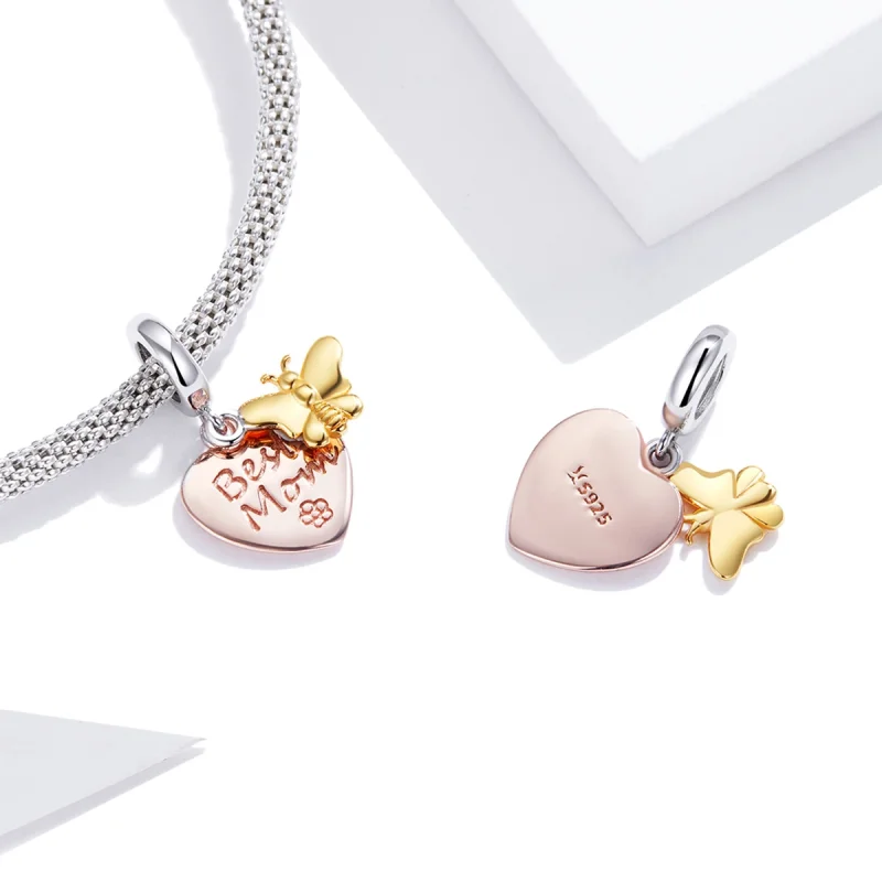 (imagem para) Charm Pendente Dois tons Melhor mãe estilo Pandora - SCC1792 - Visualizar 4