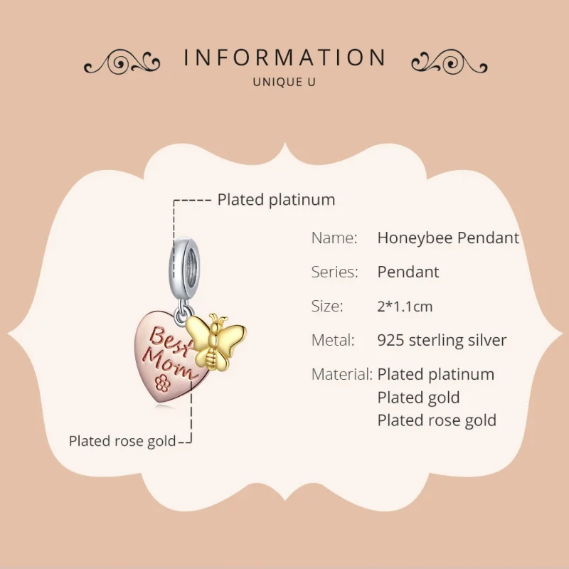 (imagem para) Charm Pendente Dois tons Melhor mãe estilo Pandora - SCC1792 - Visualizar 6