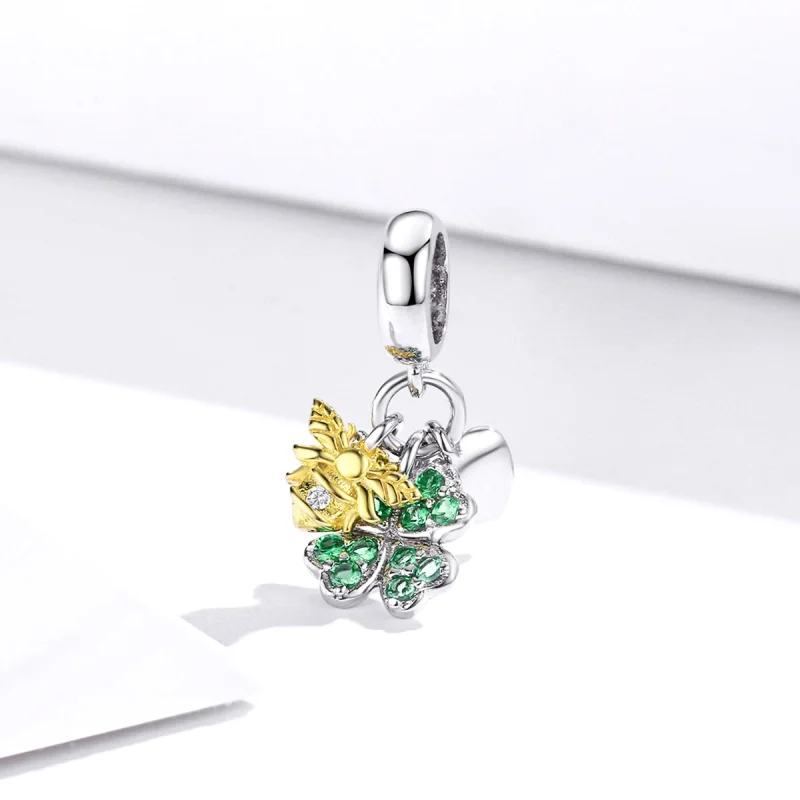 (imagem para) Charm Pendente Dois tons Trevo com abelha estilo Pandora - BSC303 - Visualizar 2