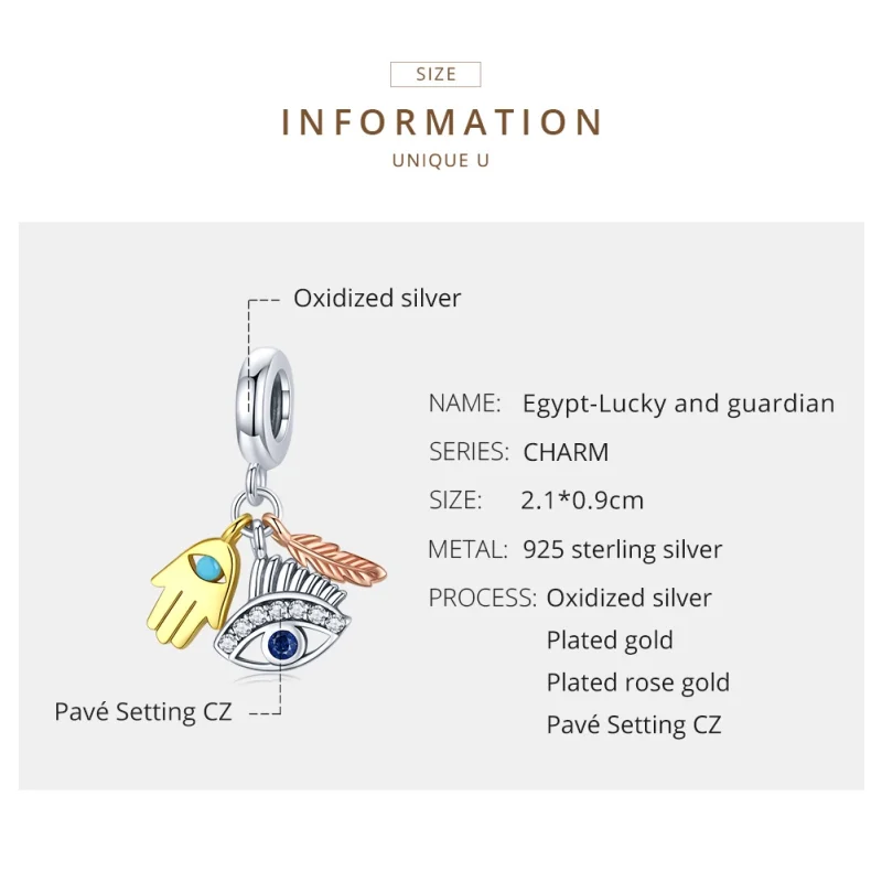 (imagem para) Charm Pendente Egito - Lucky Guardian estilo Pandora - SCC1860 - Visualizar 6