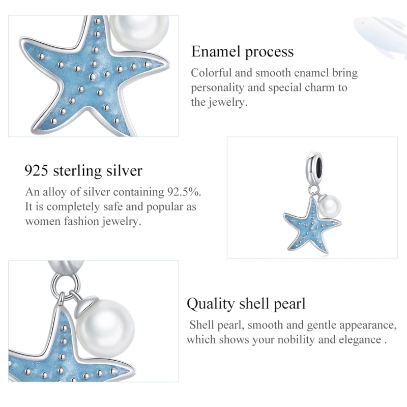 (imagem para) Charm Pendente Estrela do mar azul estilo Pandora - SCC1807 - Visualizar 7