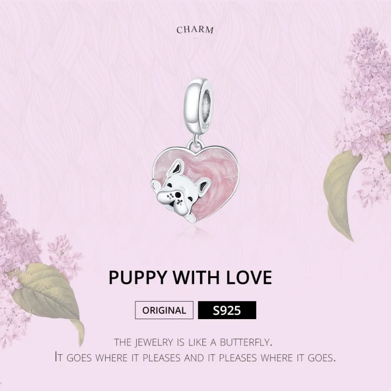 (imagem para) Charm Pendente Filhote de cachorro com amor estilo Pandora - BSC360 - Visualizar 6