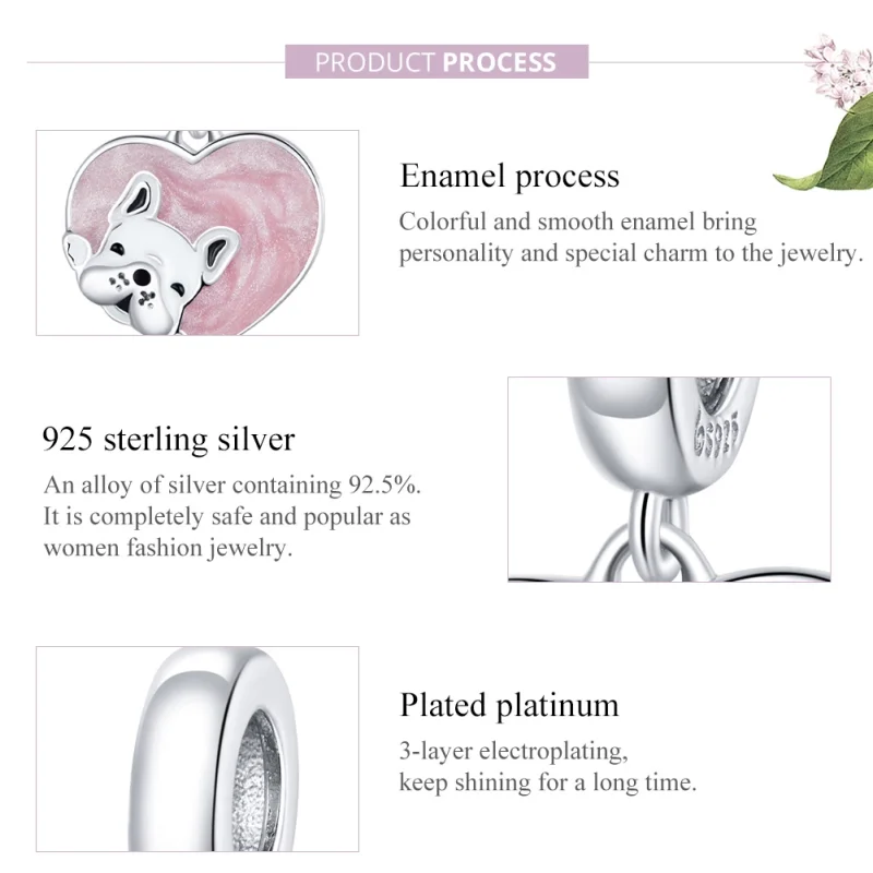 (imagem para) Charm Pendente Filhote de cachorro com amor estilo Pandora - BSC360 - Visualizar 8