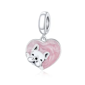 Charm Pendente Filhote de cachorro com amor estilo Pandora - BSC360 (imagem para) Charm Pendente Filhote de cachorro com amor estilo Pandora - BSC360