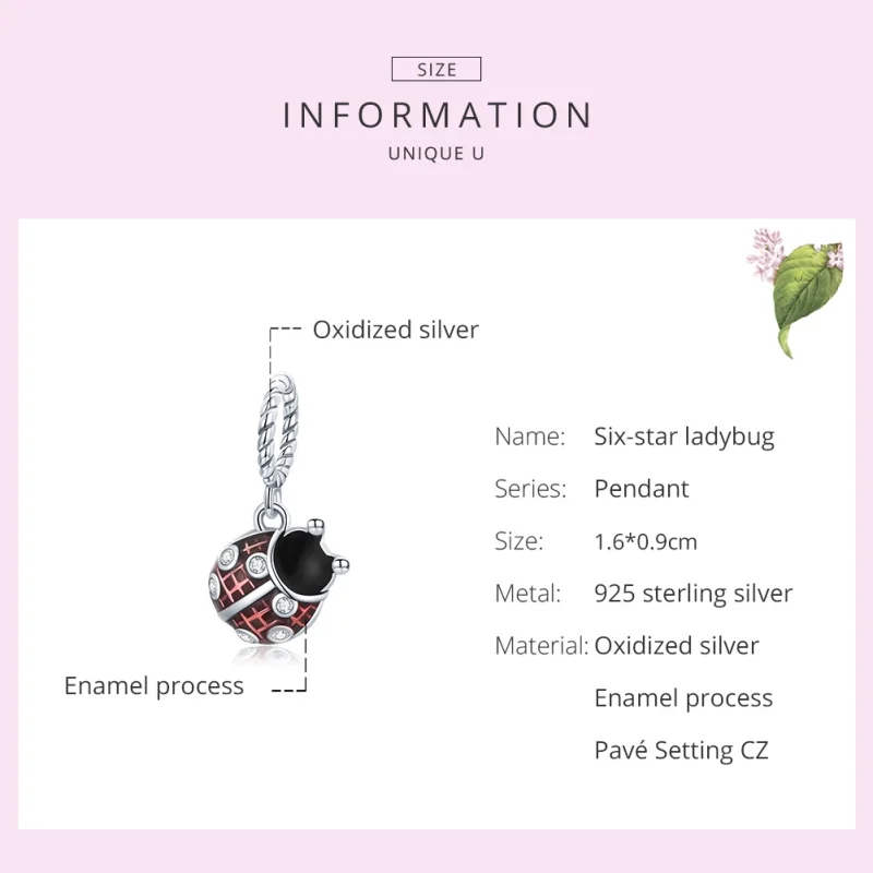 (imagem para) Charm Pendente Joaninha seis estrelas estilo Pandora - SCC1874 - Visualizar 6