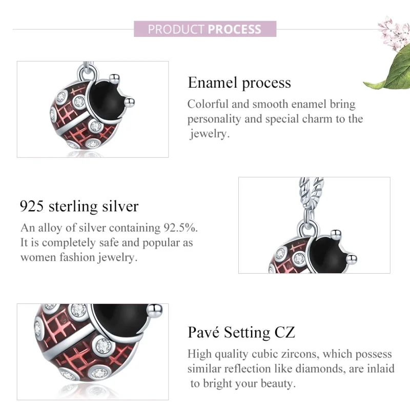 (imagem para) Charm Pendente Joaninha seis estrelas estilo Pandora - SCC1874 - Visualizar 7