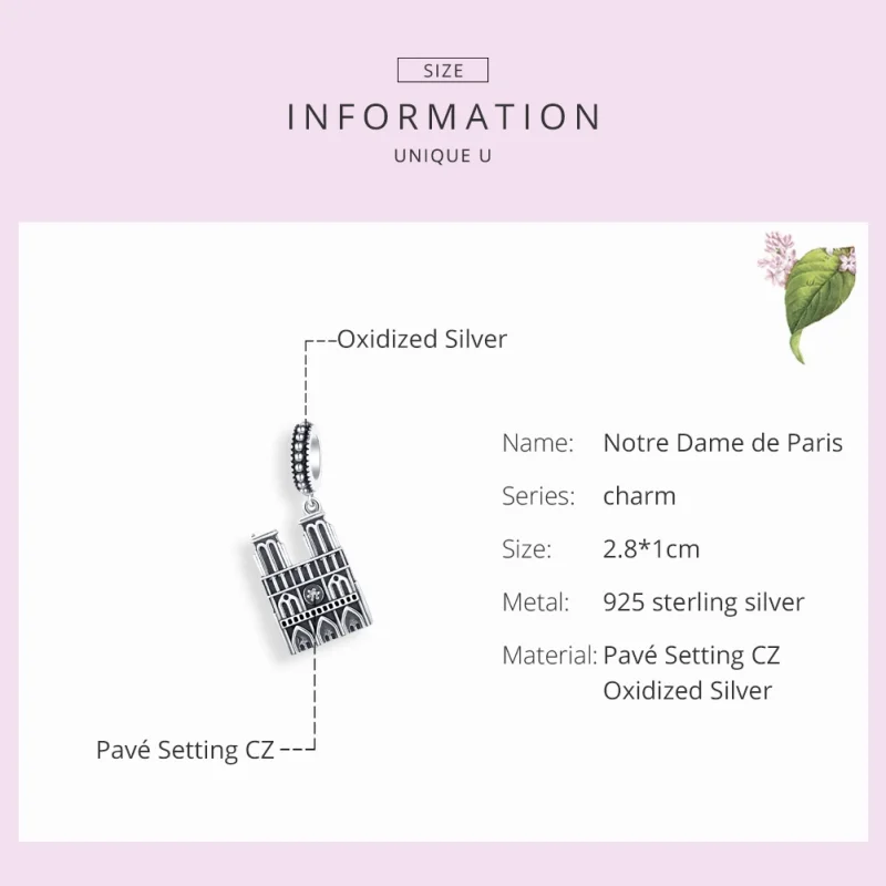 (imagem para) Charm Pendente Motre Dame De Paris estilo Pandora - SCC1328 - Visualizar 7