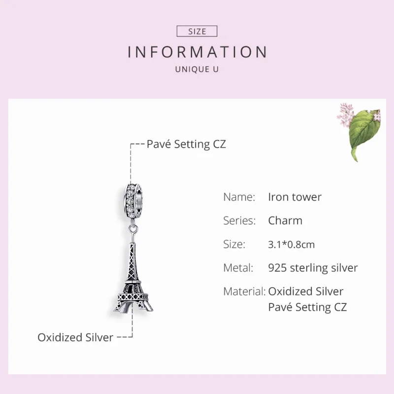 (imagem para) Charm Pendente Paris Torre Eiffel estilo Pandora - BSC154 - Visualizar 7