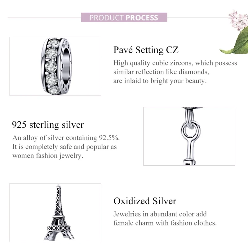 (imagem para) Charm Pendente Paris Torre Eiffel estilo Pandora - BSC154 - Visualizar 8