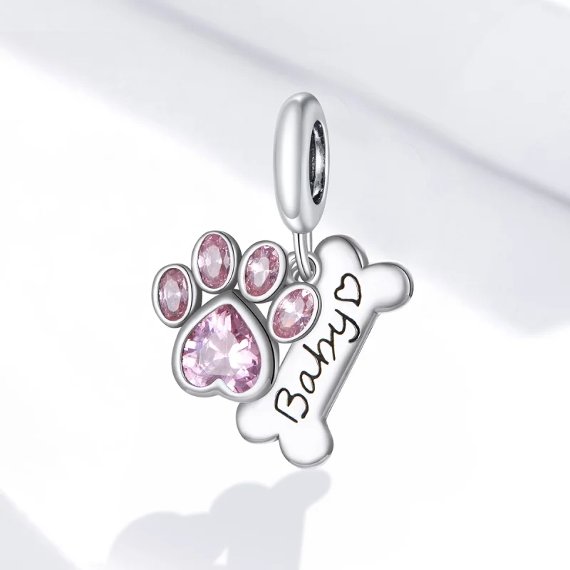 (imagem para) Charm Pendente Pata De Cachorro Fofinho estilo Pandora - SCC1680 - Visualizar 2