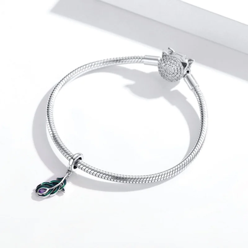 (imagem para) Charm Pendente Peacok Feather estilo Pandora - SCC1704 - Visualizar 3