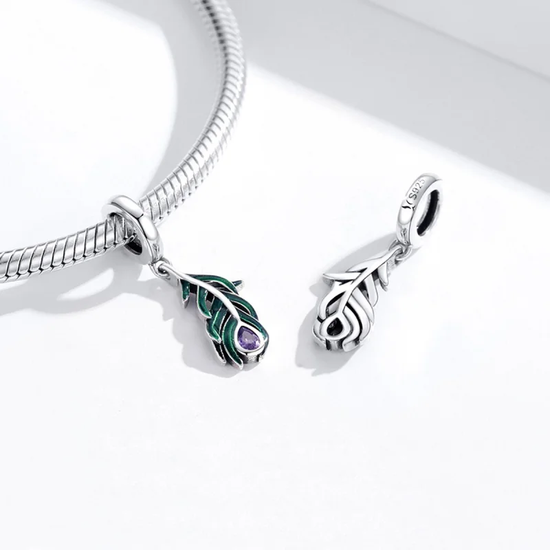(imagem para) Charm Pendente Peacok Feather estilo Pandora - SCC1704 - Visualizar 4