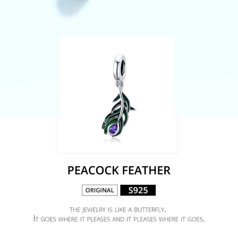 (imagem para) Charm Pendente Peacok Feather estilo Pandora - SCC1704 - Visualizar 6