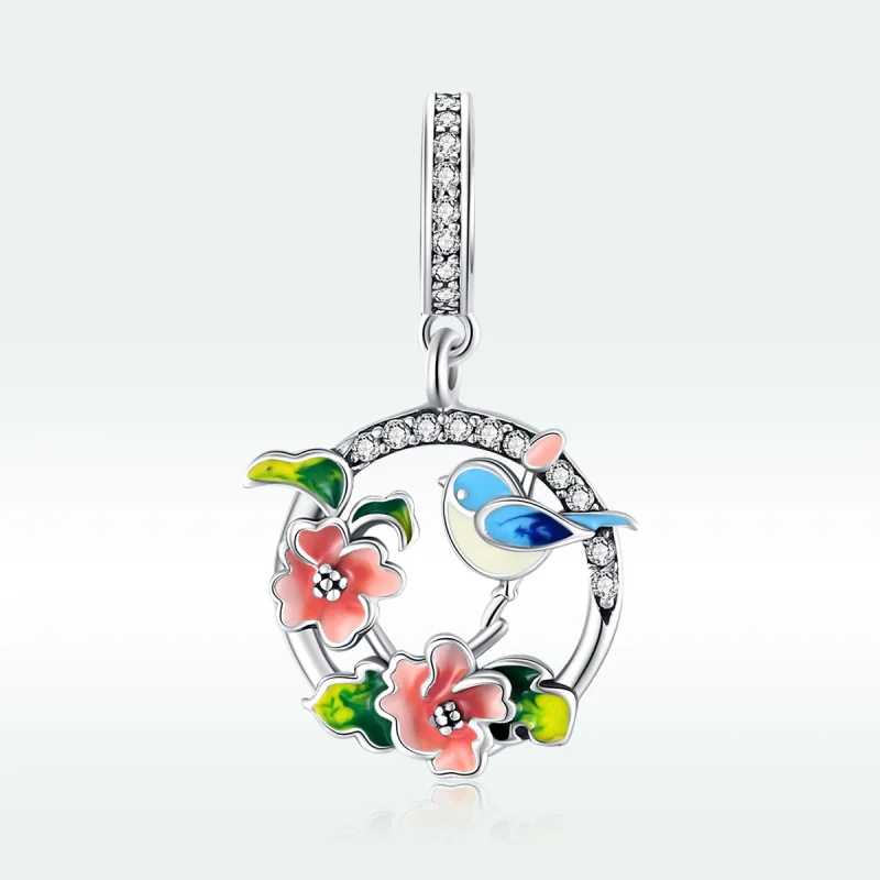 (imagem para) Charm Pendente Pássaros e flores estilo Pandora - SCC1726 - Visualizar 5