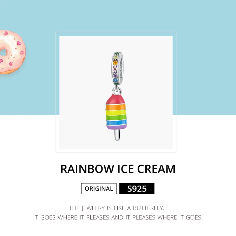 (imagem para) Charm Pendente Sorvete arco-íris estilo Pandora - BSC351 - Visualizar 6