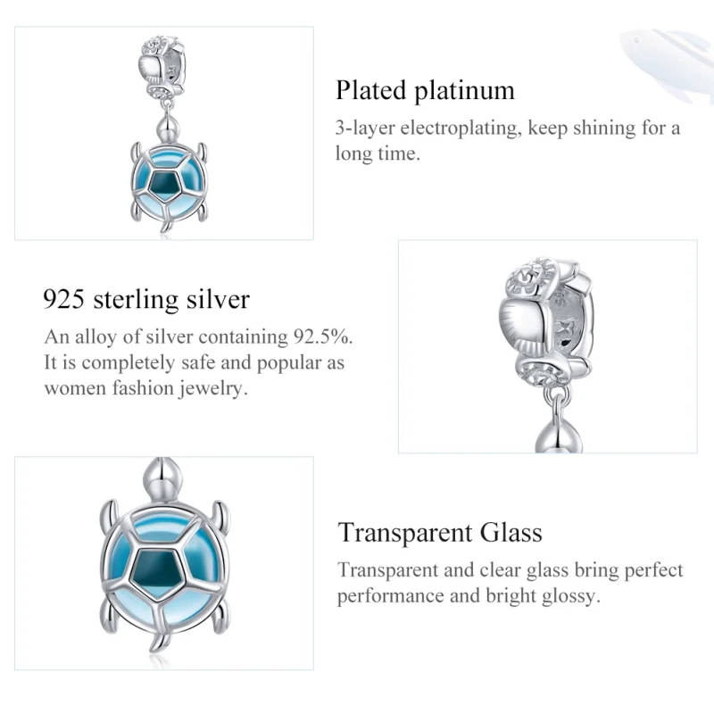 (imagem para) Charm Pendente Tartaruga de vidro Murano Azul estilo Pandora - SCC1804 - Visualizar 7
