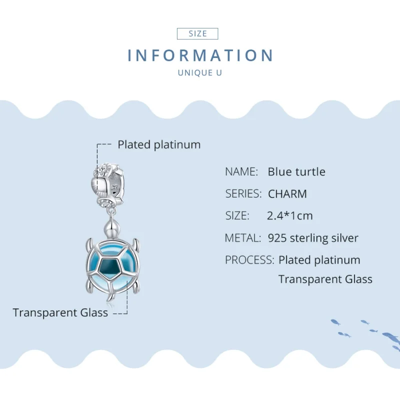 (imagem para) Charm Pendente Tartaruga de vidro Murano Azul estilo Pandora - SCC1804 - Visualizar 8