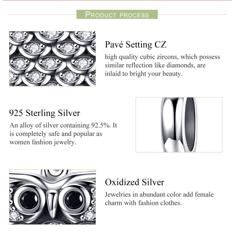 (imagem para) Charm Pendente Uma Coruja Brotando estilo Pandora - SCC949 - Visualizar 7