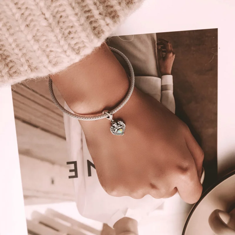 (imagem para) Pandora Style Angel Pray Love Dangle - BSC568 - Visualizar 6