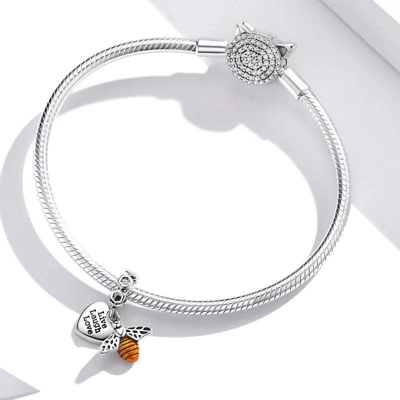 (imagem para) Pandora Style Bees and Hearts Dangle - BSC495 - Visualizar 3