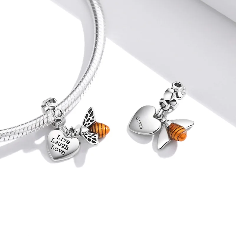 (imagem para) Pandora Style Bees and Hearts Dangle - BSC495 - Visualizar 4