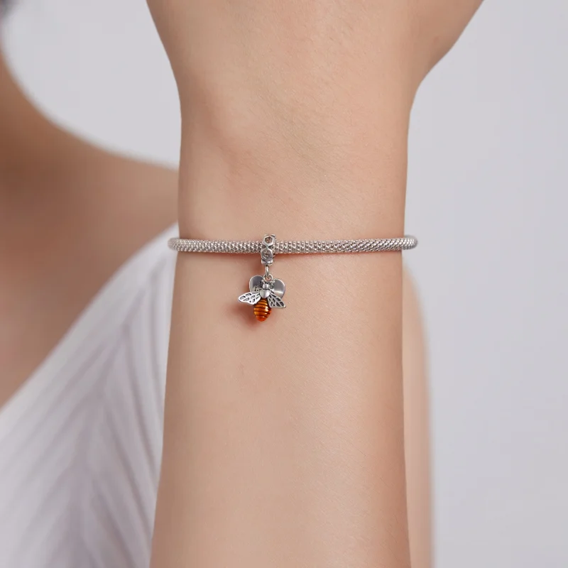 (imagem para) Pandora Style Bees and Hearts Dangle - BSC495 - Visualizar 5