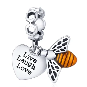 (imagem para) Pandora Style Bees and Hearts Dangle - BSC495