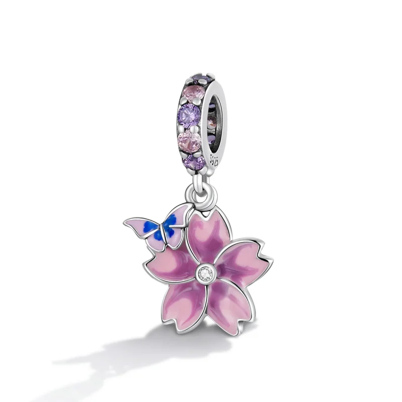 (imagem para) Pandora Style Butterflies and Flowers Dangle - SCC2185 - Visualizar 2