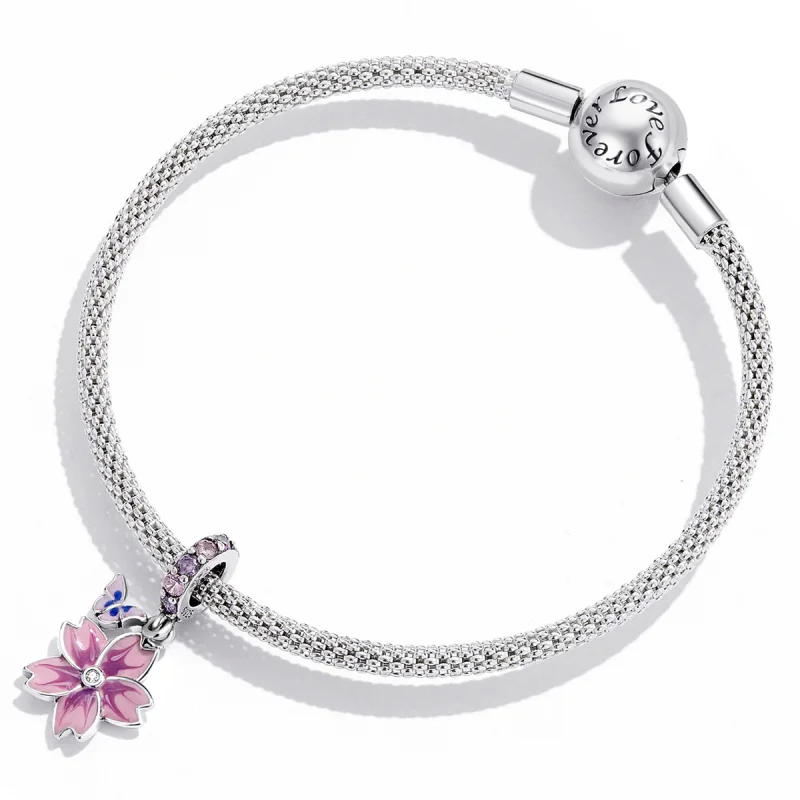 (imagem para) Pandora Style Butterflies and Flowers Dangle - SCC2185 - Visualizar 4