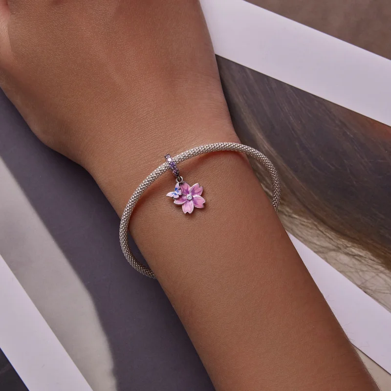 (imagem para) Pandora Style Butterflies and Flowers Dangle - SCC2185 - Visualizar 5