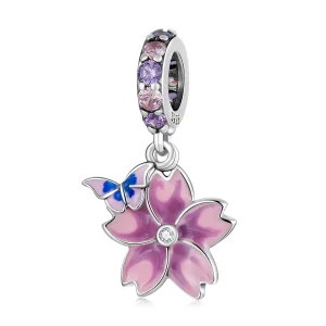 (imagem para) Pandora Style Butterflies and Flowers Dangle - SCC2185